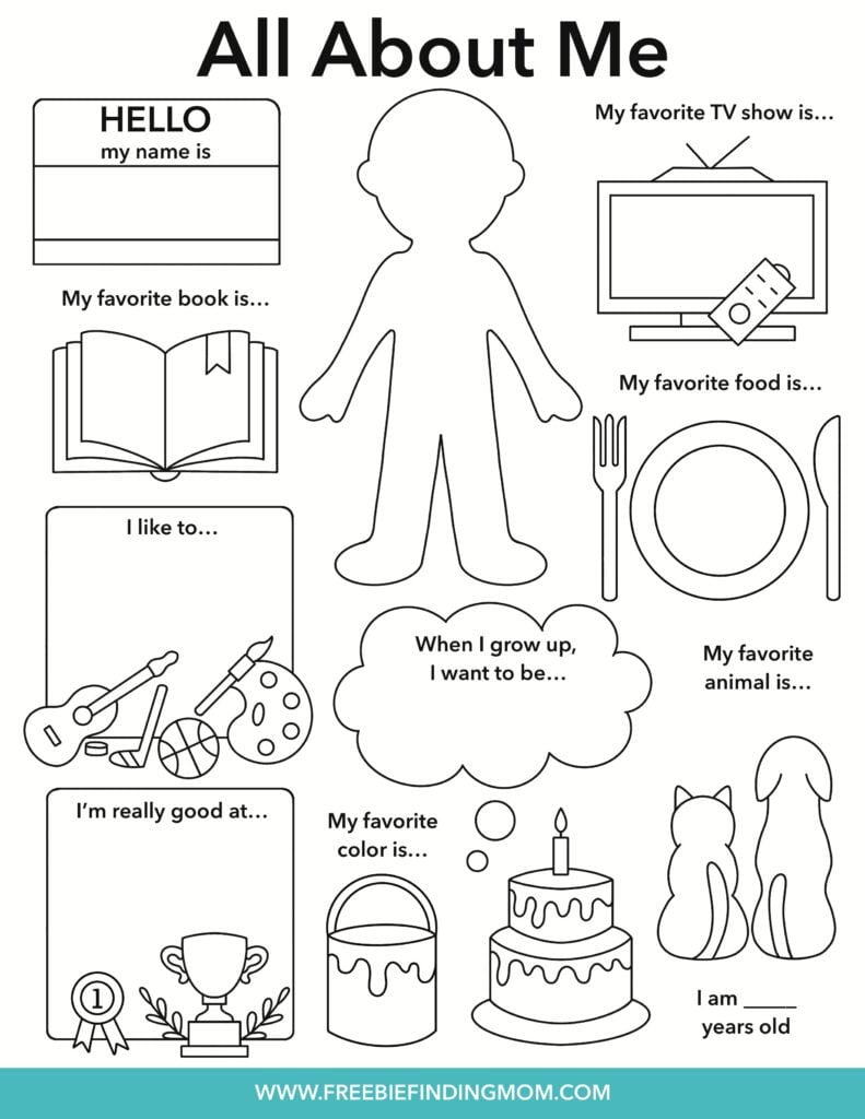 free all about me worksheet